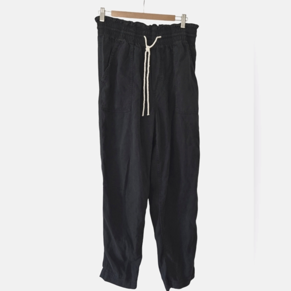 H&M Casual Drawstring Cargo Lyocell Dark Blue High Waisted Paper Bag Pants M